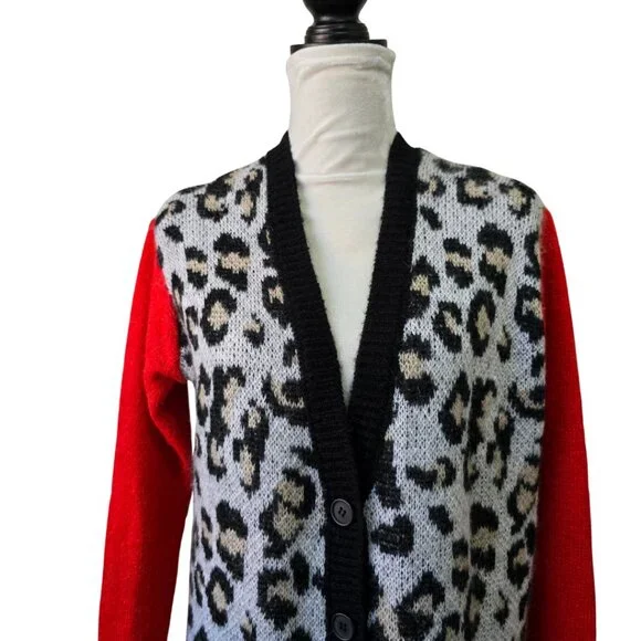 Niccolai Italy Mohair Cardigan Sweater Women's Leopard Print Color Block Small - Picture 7 of 11